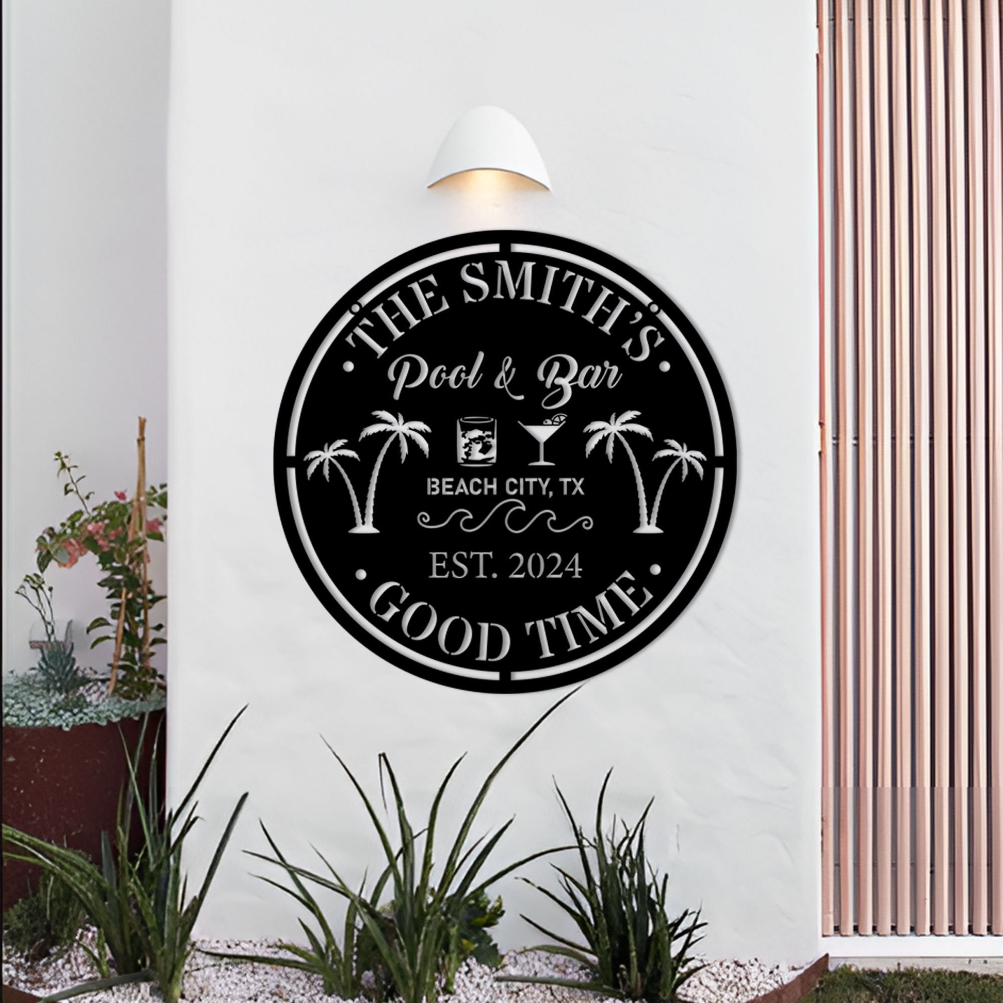 Outdoor Kitchen Sign Personalized Tropical Outdoor Signs Custom Pool Sign, image size:2000x2000