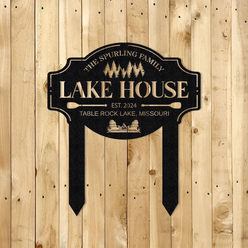 Personalized Lake House Sign: Custom Metal Last Name Decor - Etsy
