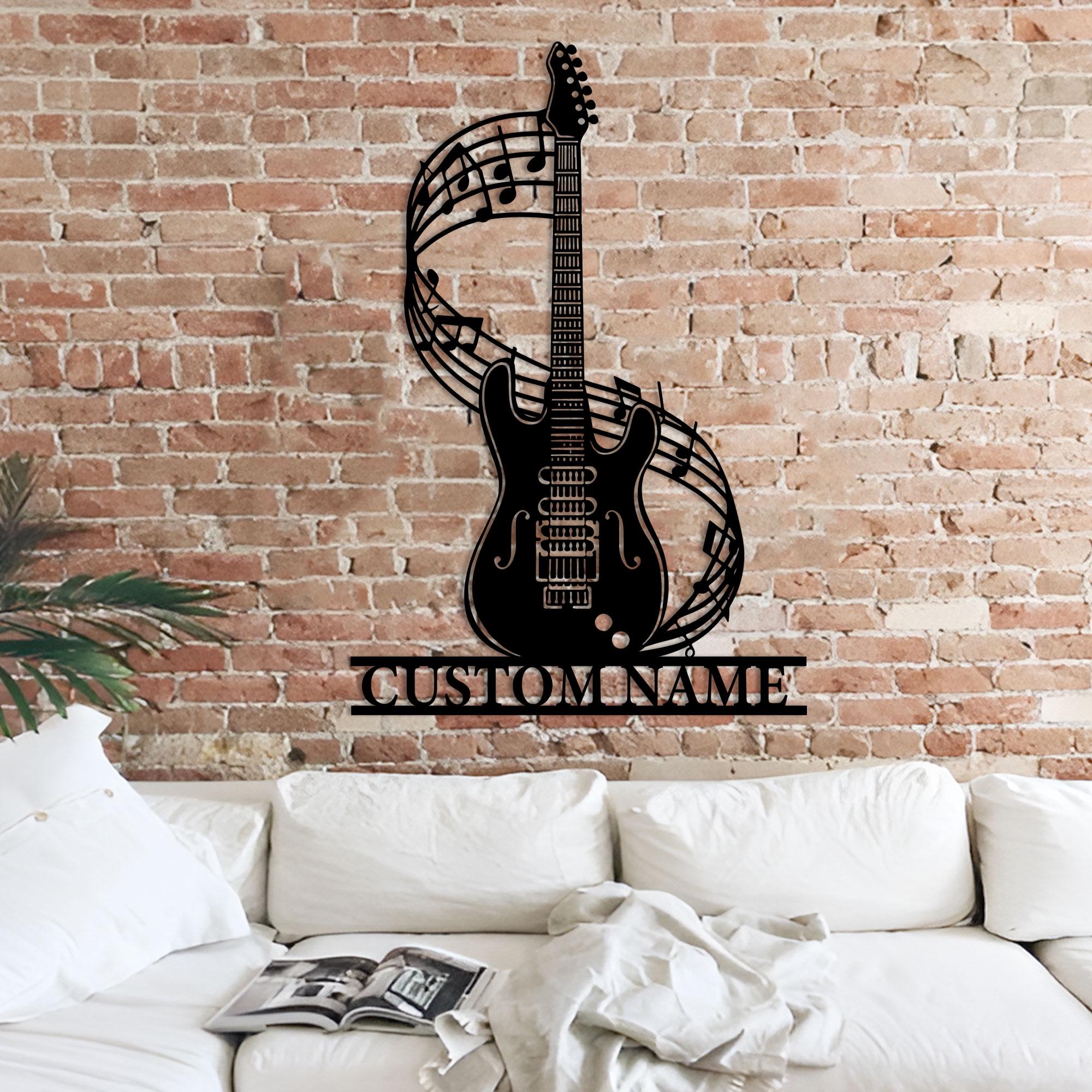 Selbstklebendes Türschild „E-GITARRE“ – Personalisierbar Mit Namen, HDF-Material, 20x6 Cm, Für Musiker & Fans