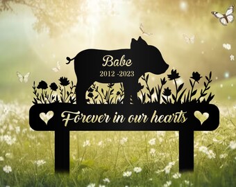 Personalized Pig Memorial Stake: Custom Farm Garden Decor