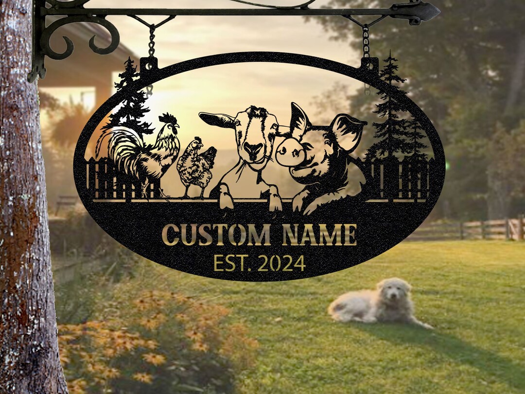 Personalized Metal Farm Sign: Chicken Coop Decor, Barnyard Animals - Etsy