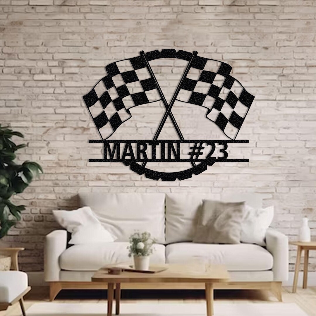 Custom Checkered Flag Metal Racing Sign: Personalized Home Decor - Etsy