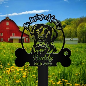 Personalized Dog Memorial Stake,In Loving Memory Pet,Metal Stake,Labrador Retriever Sign,Pet Grave Marker,Remembrance Stake,Dog Garden Sign