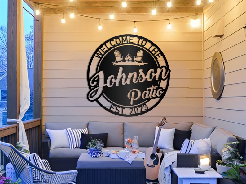 Personalized Metal Patio Sign: Family Name, Outdoor Decoration - Etsy
