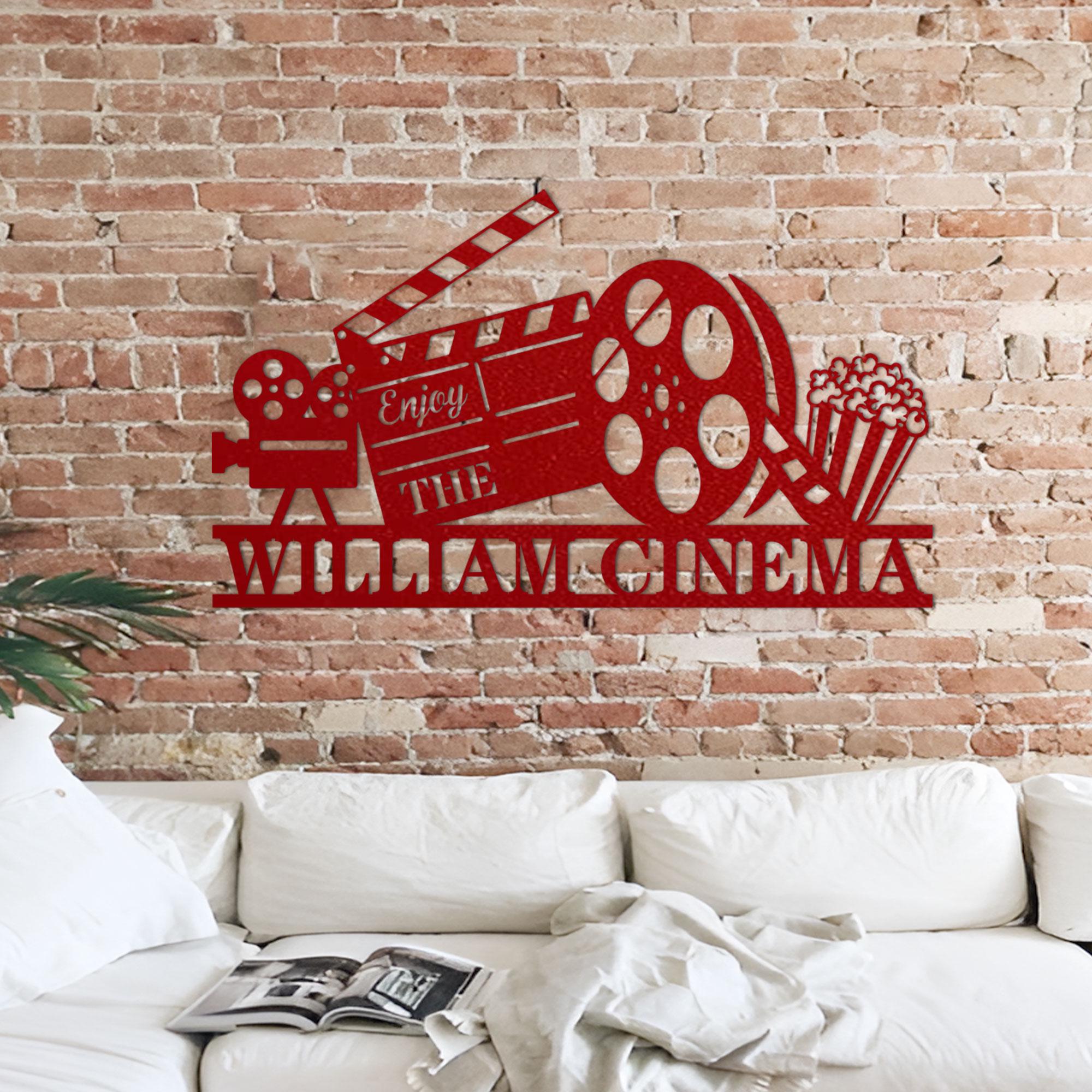 Personalized Home Theater Metal Wall Art: Family Name Cinema Sign - Etsy