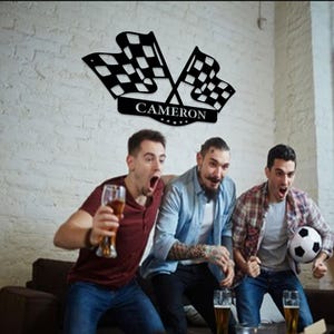 Custom Start Finish Racing Flag Metal Wall Art,checkered Flag Monogram ...