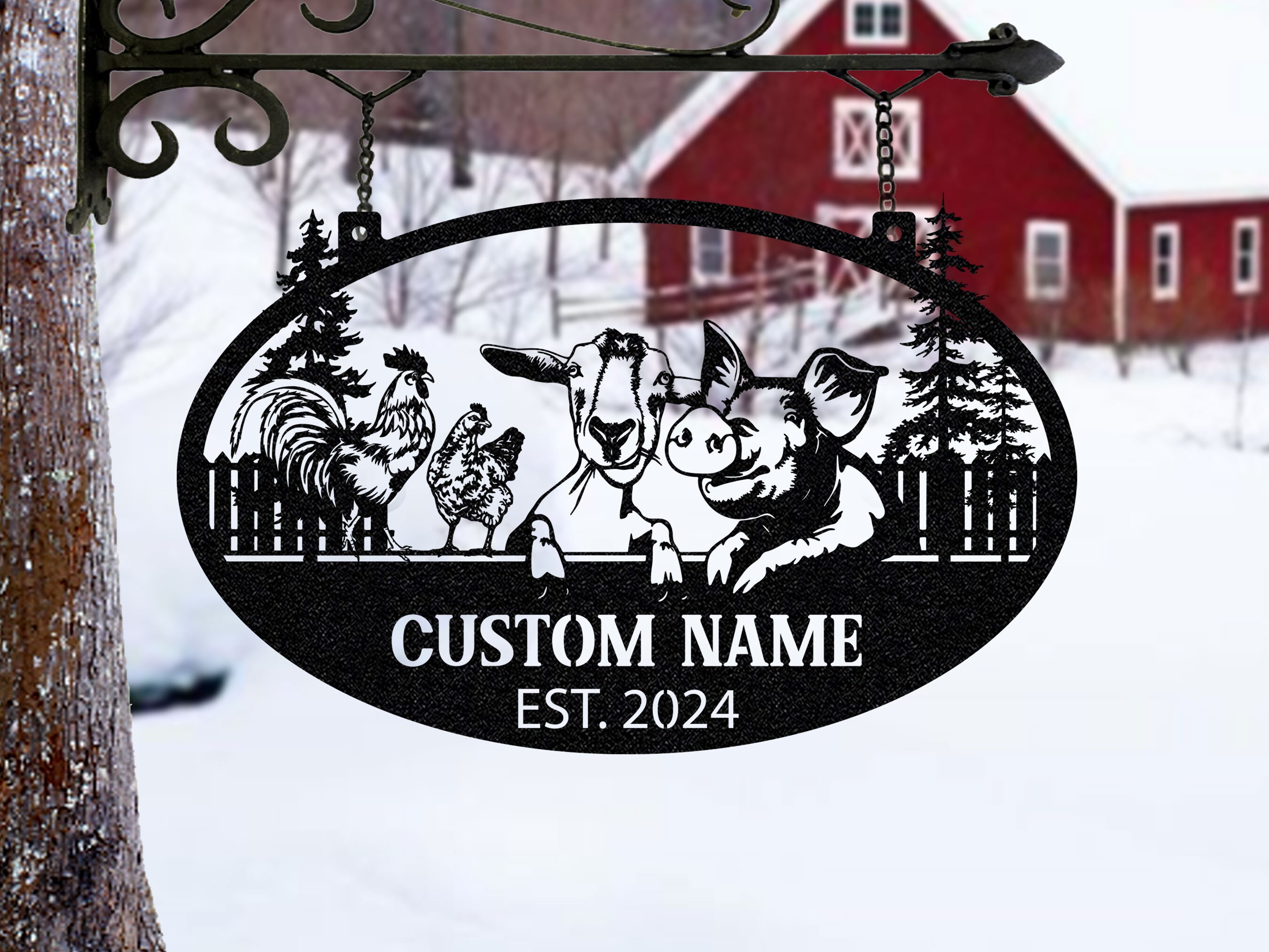 Personalized Metal Farm Sign: Chicken Coop Decor, Barnyard Animals - Etsy