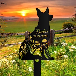 Personalized Dog Memorial Stake,Metal Stake,German Shepherd,Sympathy Sign,Pet Grave Marker,Remembrance Stake,German Shepherd Sign,Dog Flower