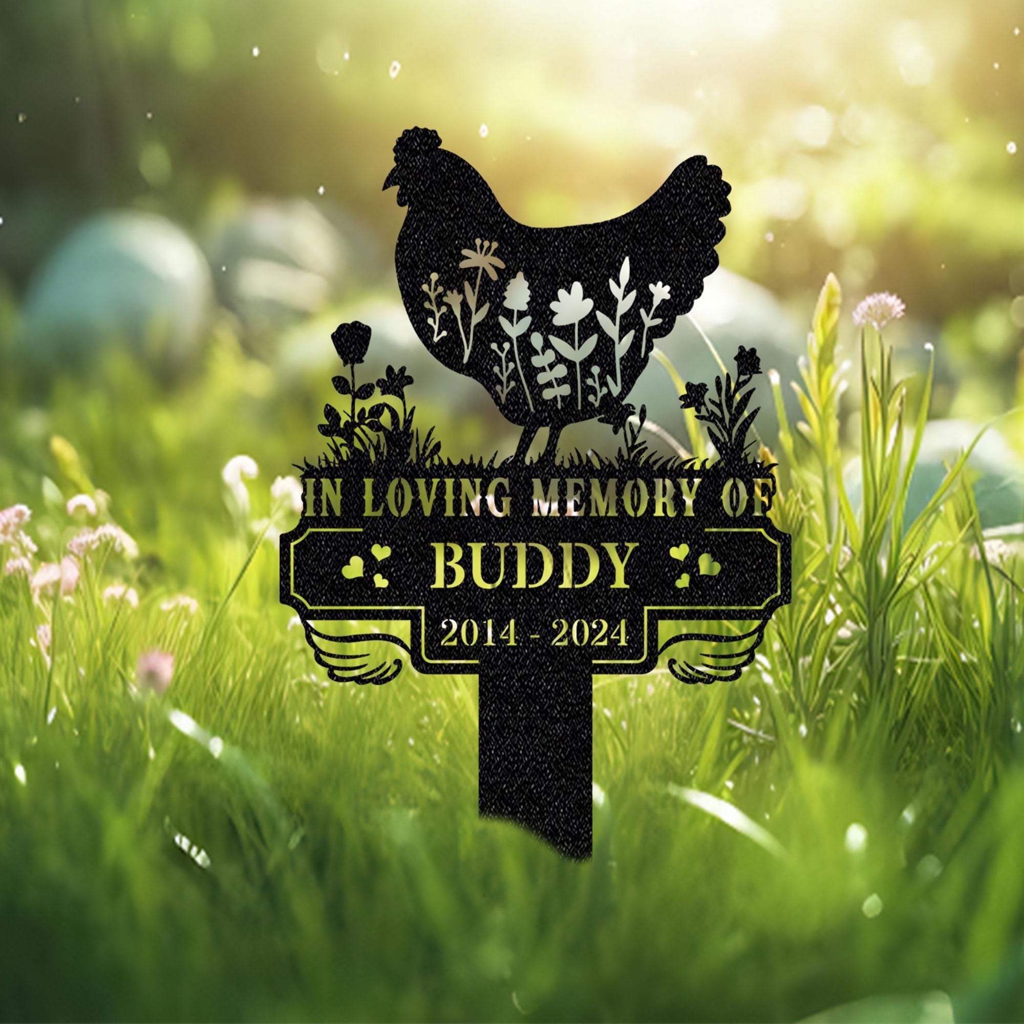 Personalized Chicken Memorial Stake: Engraved Pet Grave Marker, Farm Decor