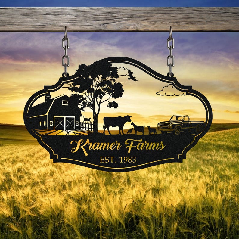 Farm Sign, Personalized Family Sign, Custom Farm Sign, Large Entrance ...