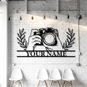 Personalized Camera Metal Wall Art: Photographer Gift, Photo Studio Decor