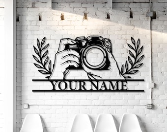 Personalized Camera Metal Wall Art: Photographer Gift, Photo Studio Decor