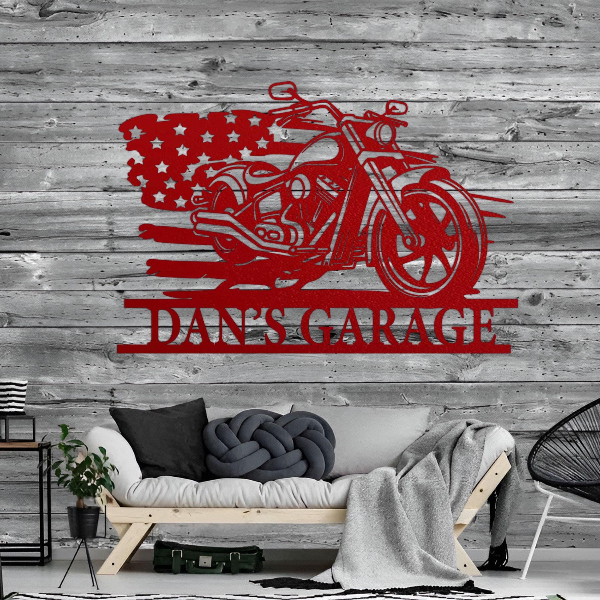 Personalized Motorcycle Garage Sign: Custom Biker Wall Art - Etsy