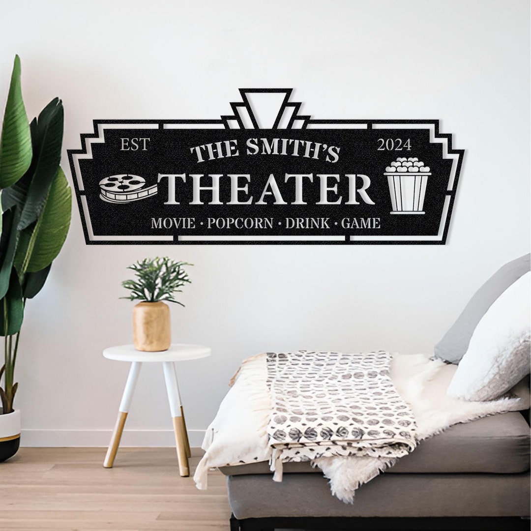 Personalized Cinema Metal Wall Art: Home Theater Decor - Etsy