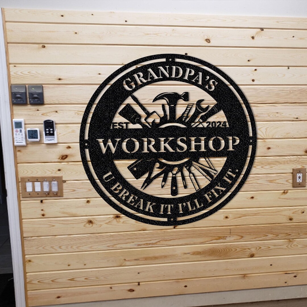 Personalized Papa Workshop Metal Sign,metal Workshop Sign,garage Sign ...