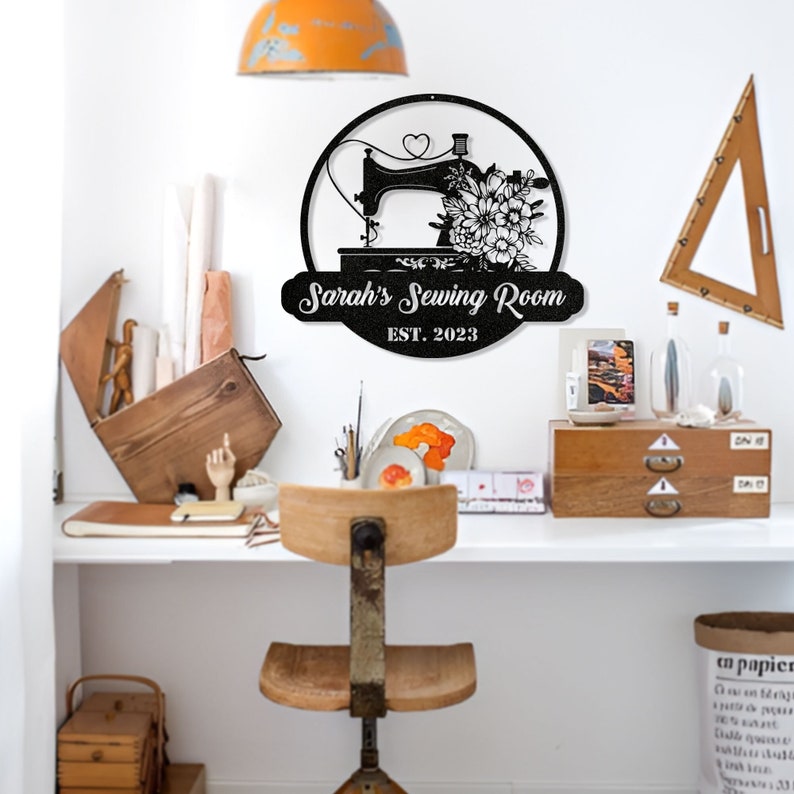 Sewing Metal Wall Art Sewing Room Sign Personalized Sewer Etsy