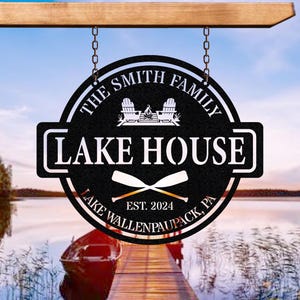 Personalized Lake House Metal Sign: Custom Forest Lake Decor
