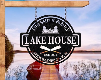 Personalized Lake House Metal Sign: Custom Forest Lake Decor