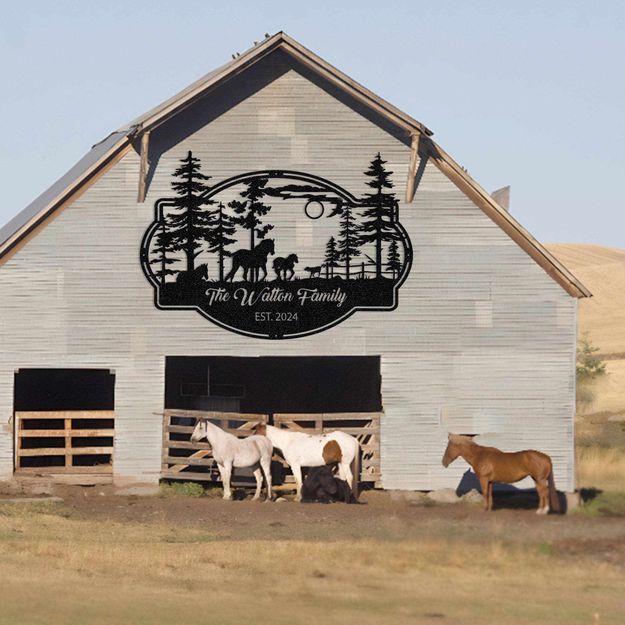 Custom Metal Last Name Sign: Horse, Dog, Ranch Decor - Etsy