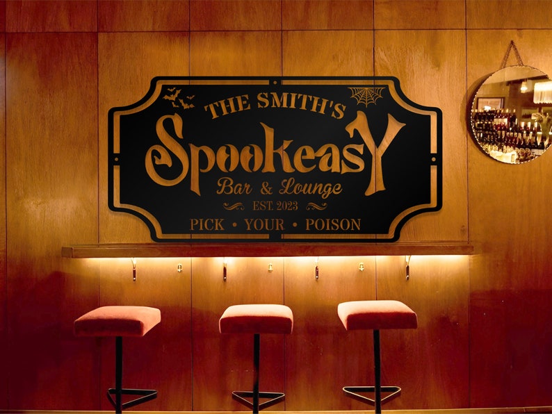 Spook Easy. Sign Personalized Spookeasy Metal Sign: Rustic Halloween Bar Decor - Etsy
