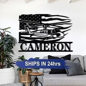 Helicopter Hangar Sign, Personalized Pilot Name Sign, Custom Aviation Lover, Man Cave Sign, Personalized Helicopter Sign, Fathers day gifts