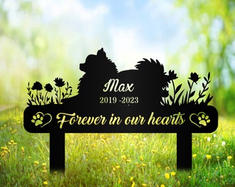 Pet Memorial Garden Sign,Personalized Dog Memorial Stake,Pet loss,Remembrance Stake,Pomeranian,Metal Stake,Pomeranian Sign,Garden Decor
