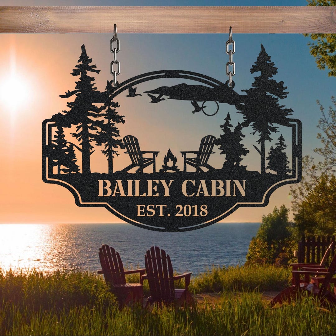 Custom Lake House Metal Sign Wall, Forest Lake Sign, Personalized Lake ...