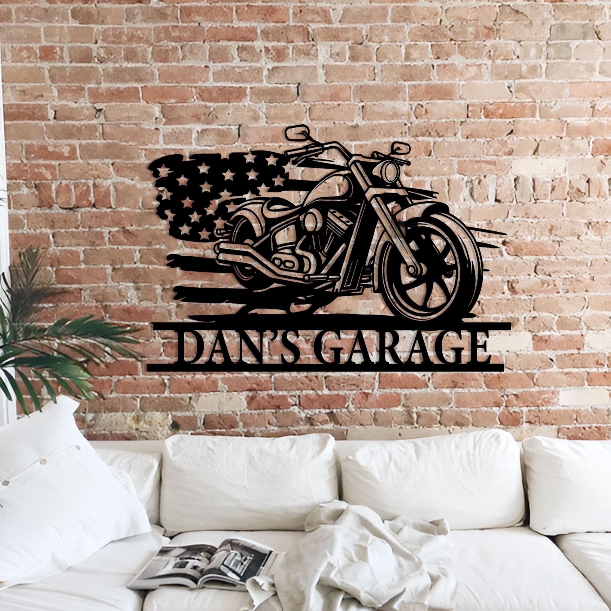 Personalized Motorcycle Garage Sign: Custom Biker Wall Art - Etsy