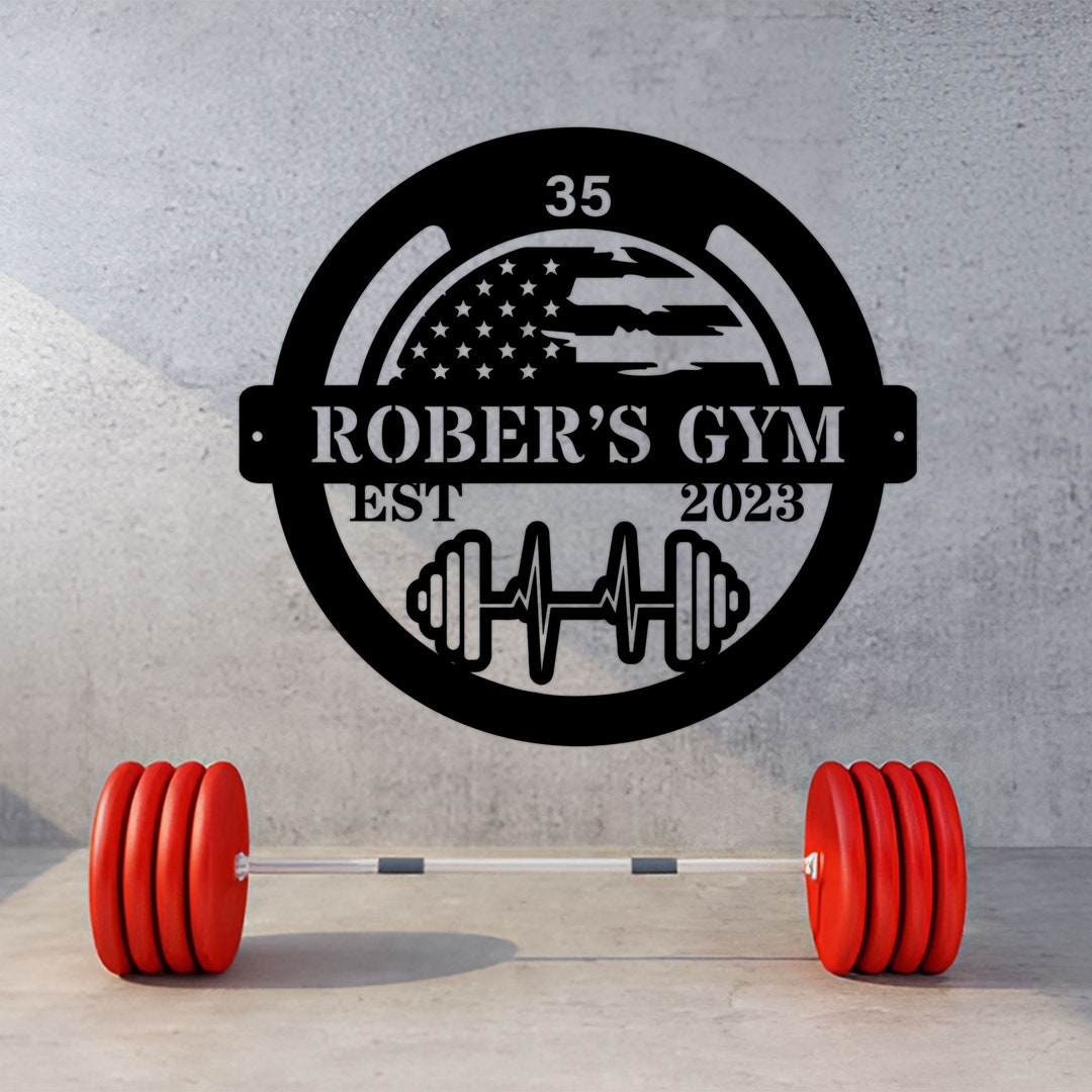 Gym Weight Plate Monogram,gym Metal Sign,powerlifting Sport Metal Wall