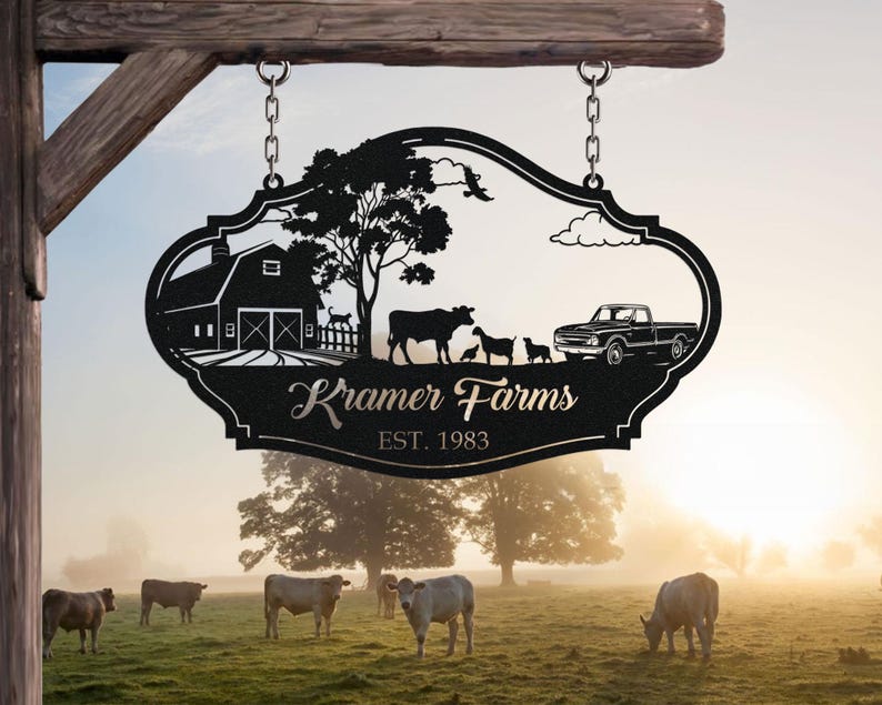 Farm Sign, Personalized Family Sign, Custom Farm Sign, Large Entrance ...