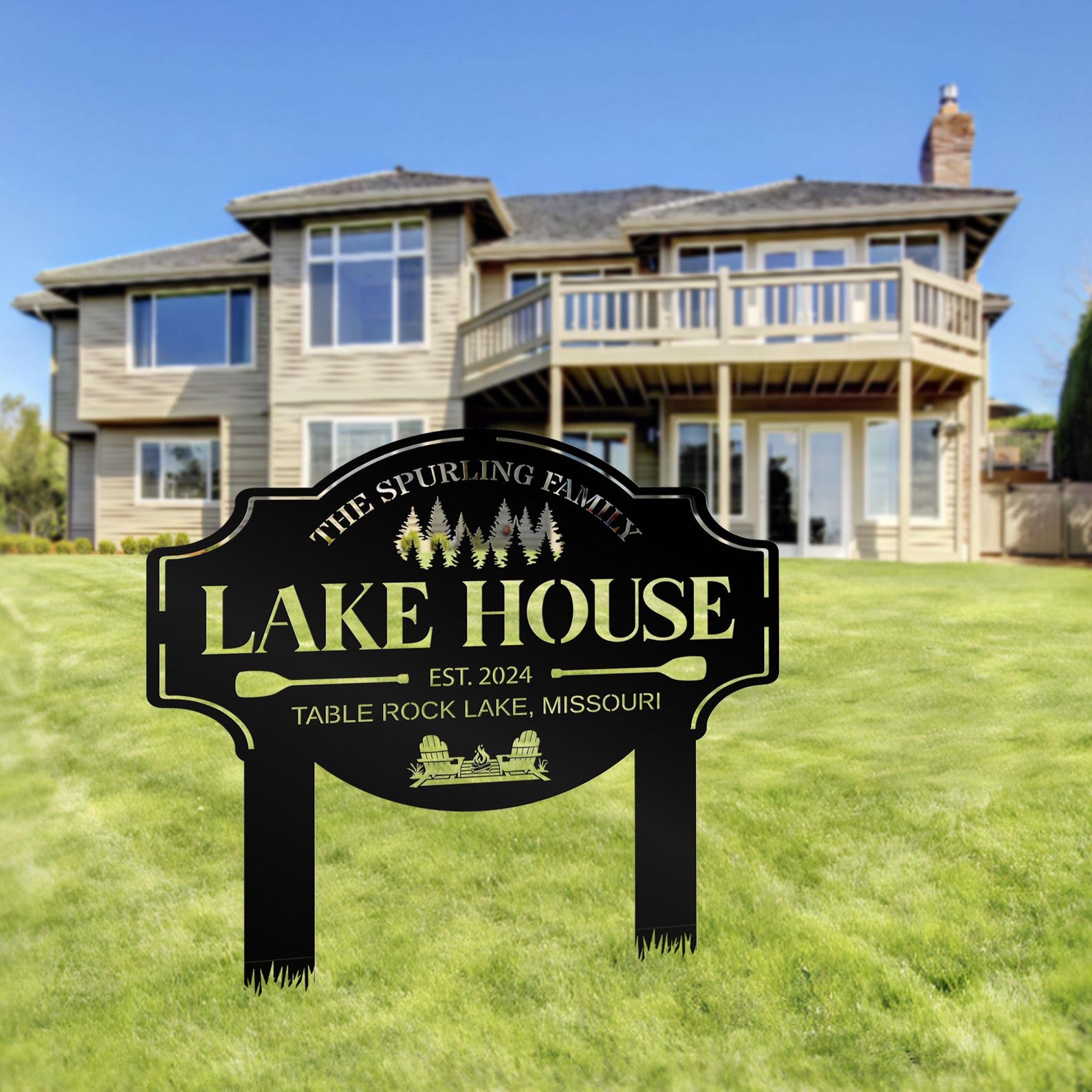 Personalized Lake House Sign: Custom Metal Last Name Decor - Etsy