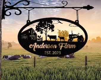 Custom Metal Farm Sign: Personalized Ranch Decor