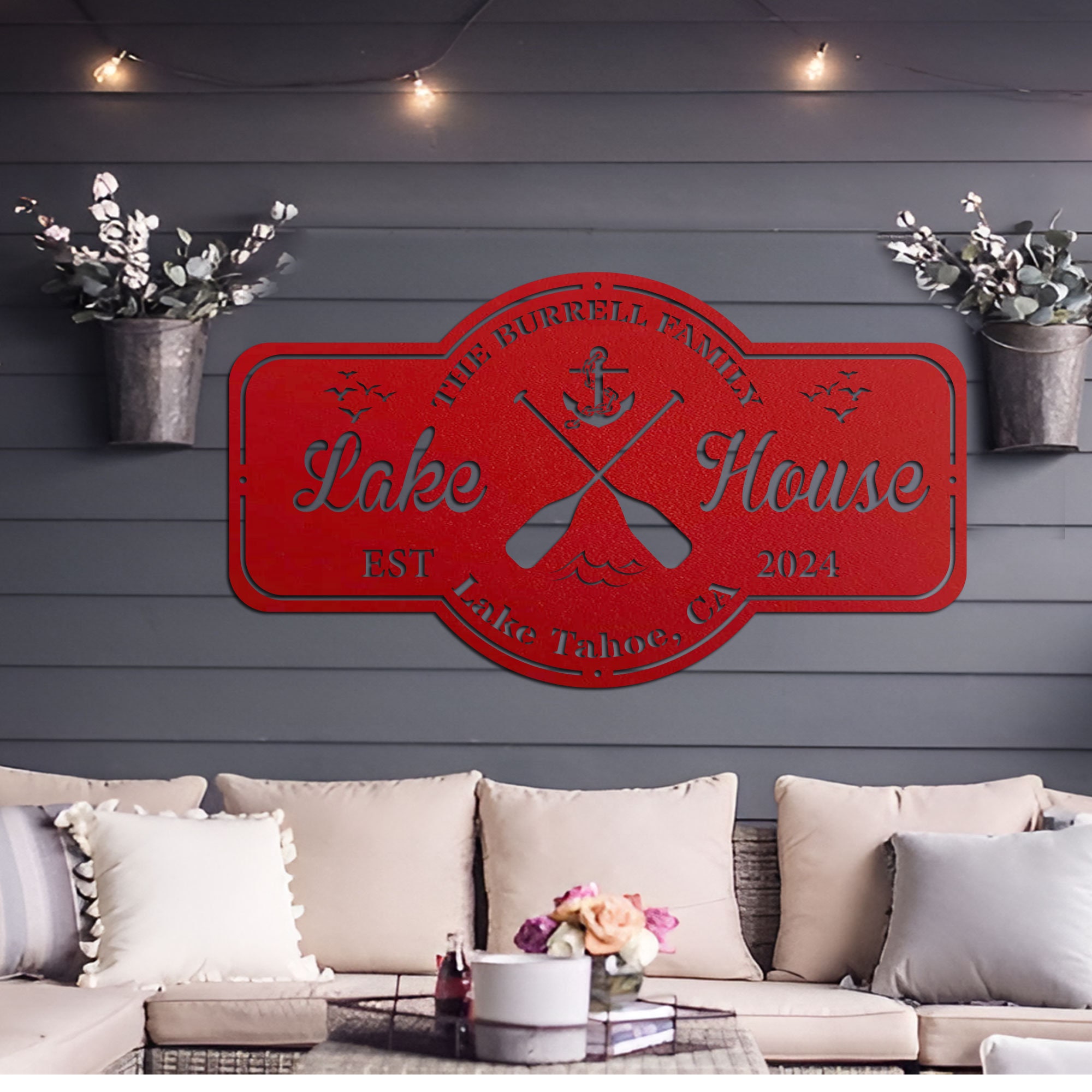 Personalized Lake House Metal Sign: Custom Family Name Outdoor Decor - Etsy