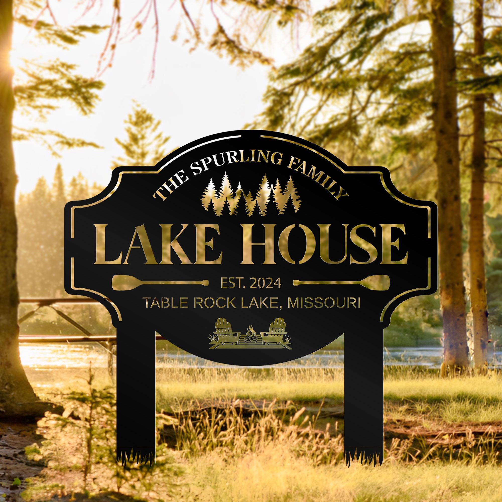 Personalized Lake House Sign: Custom Metal Last Name Decor - Etsy