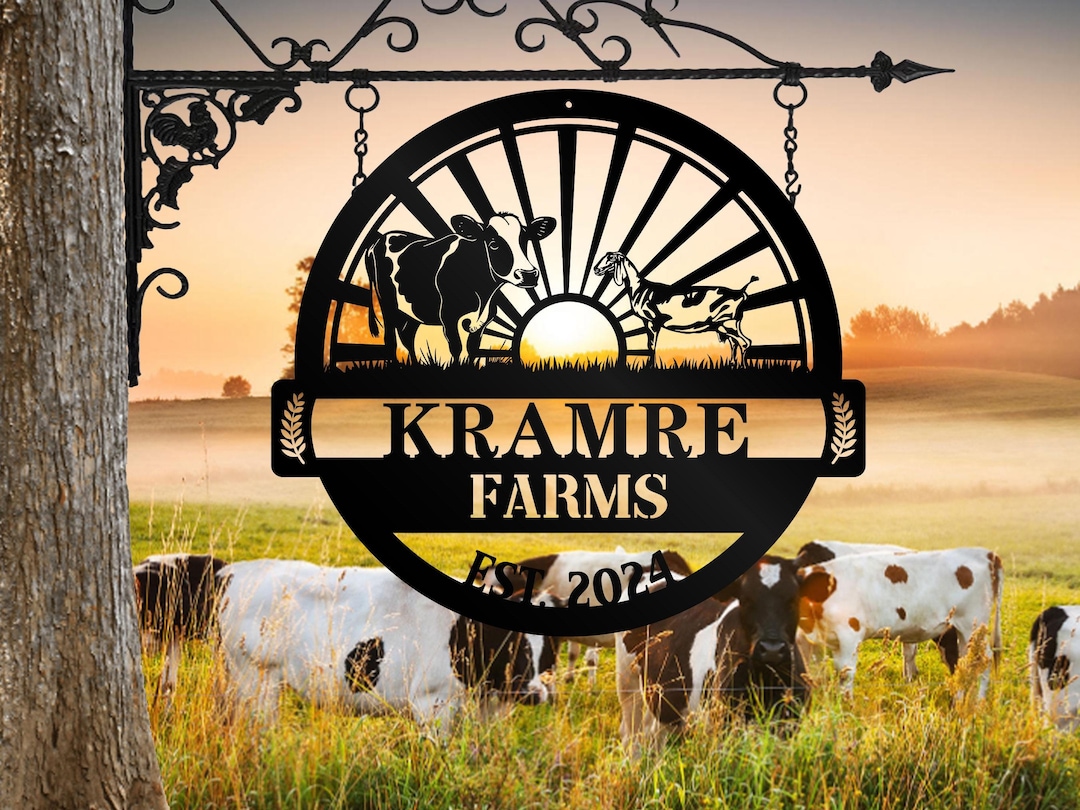 Personalized Farmhouse Sign Metal Wedding Gift Cow and Goat Sign ...