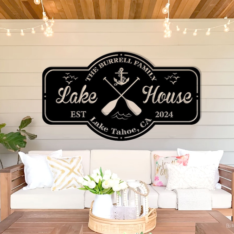 Personalized Lake House Metal Sign: Custom Family Name Outdoor Decor - Etsy