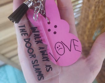 Lil Peep Keychain: Pink Bunny, Black Tassel