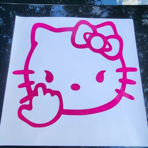 Hello Kitty Middle Finger Sticker - Hello Kitty Car - Car Decal - Laptop Decal - Sanrio Car Decal