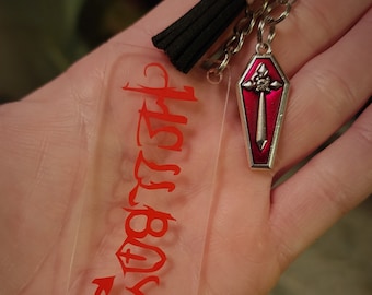Lil Peep Keychain: Hellboy Acrylic Charm with Coffin & Tassel