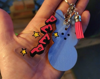Lil Peep Keychain: Blue Bunny, Pink Tassel