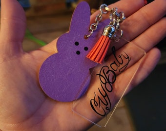 Lil Peep Keychain: Crybaby Acrylic Charm with Tassel
