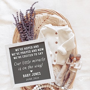 Gender Neutral First Baby Announcement Digital, Basket Style, First Baby Reveal for Social Media, Miracle Baby Pregnancy Reveal, Religious