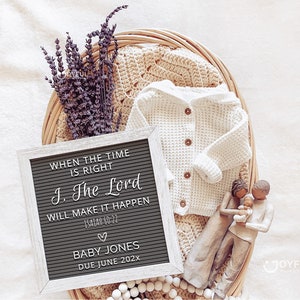 Pregnancy Announcement Isaiah 60:22, Religious Baby Announcement Godly, When the Time is Right Digital Pregnancy Reveal