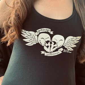 Gothic Skull Tank Top for Women – Always and Forever Shirt – Romantic Skeleton Lovers Design with Wings – Cute Dark Aesthetic Outfit – Alter