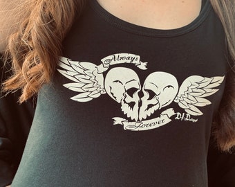 Gothic Bride Tank Top, Alternative Bride Shirt, Halloween Wedding Outfit, Skull Bride Gift, Wedding Morning Tank, Always & Forever