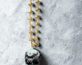 Skull with Bandana Rear View Mirror Pendant.
