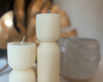 Ribbed Pillar Candle
