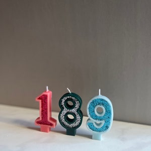 Custom Sparkly Glittery Number Candles | Cake Topper