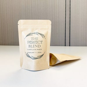 25 The Perfect Blend Coffee Wedding Favor Bag - Bridal Shower Favor, Coffee Favor Bags, Resealable Coffee Pouch, Personalized Wedding Favor