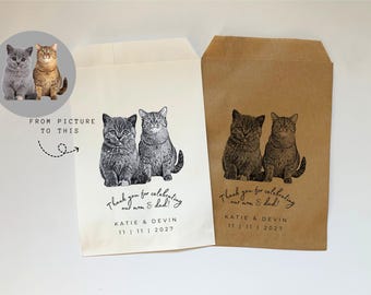 25 Wedding Favors Bags | Custom Pet Favor Bag | Thanks for Celebrating my Mom & Dad | Doggie Bag | Custom Wedding Pet Napkins | Pet Stickers